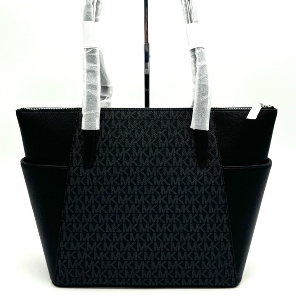 Michael Kors Large Charlotte TZ Tote Bag Black Signature - Picture 5 of 10